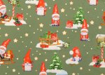 Christmas Elf cotton fabric with christmas elves and presents
